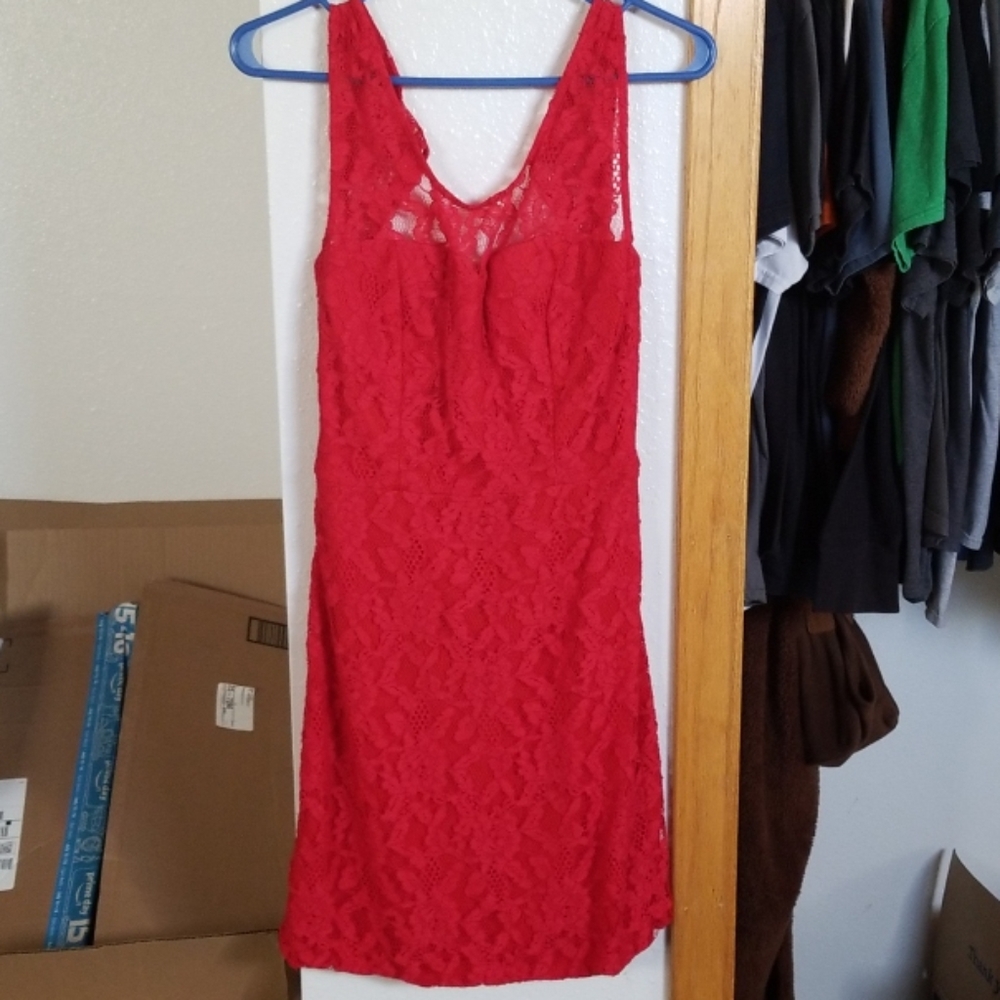 Red lace dress